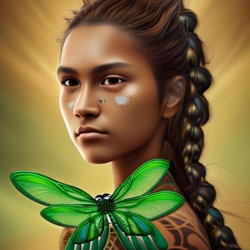 Native American Girl with Dragonfly Wings in Comic Art