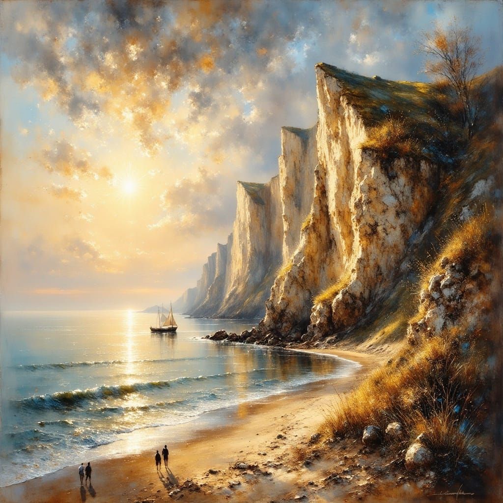 Dover Cliffs at Evening in Lautrec Style