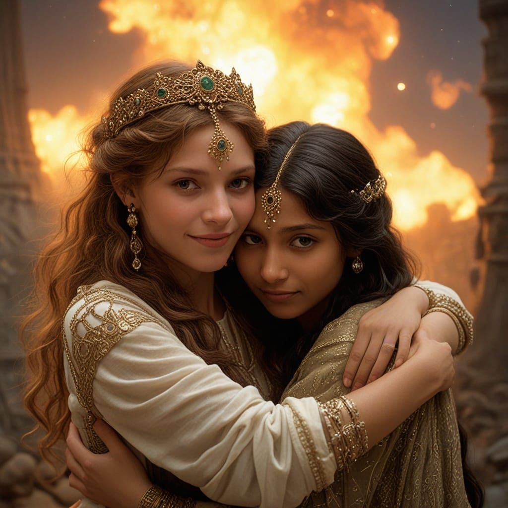 Irish Princess Hugs Indian Princess in Supernova