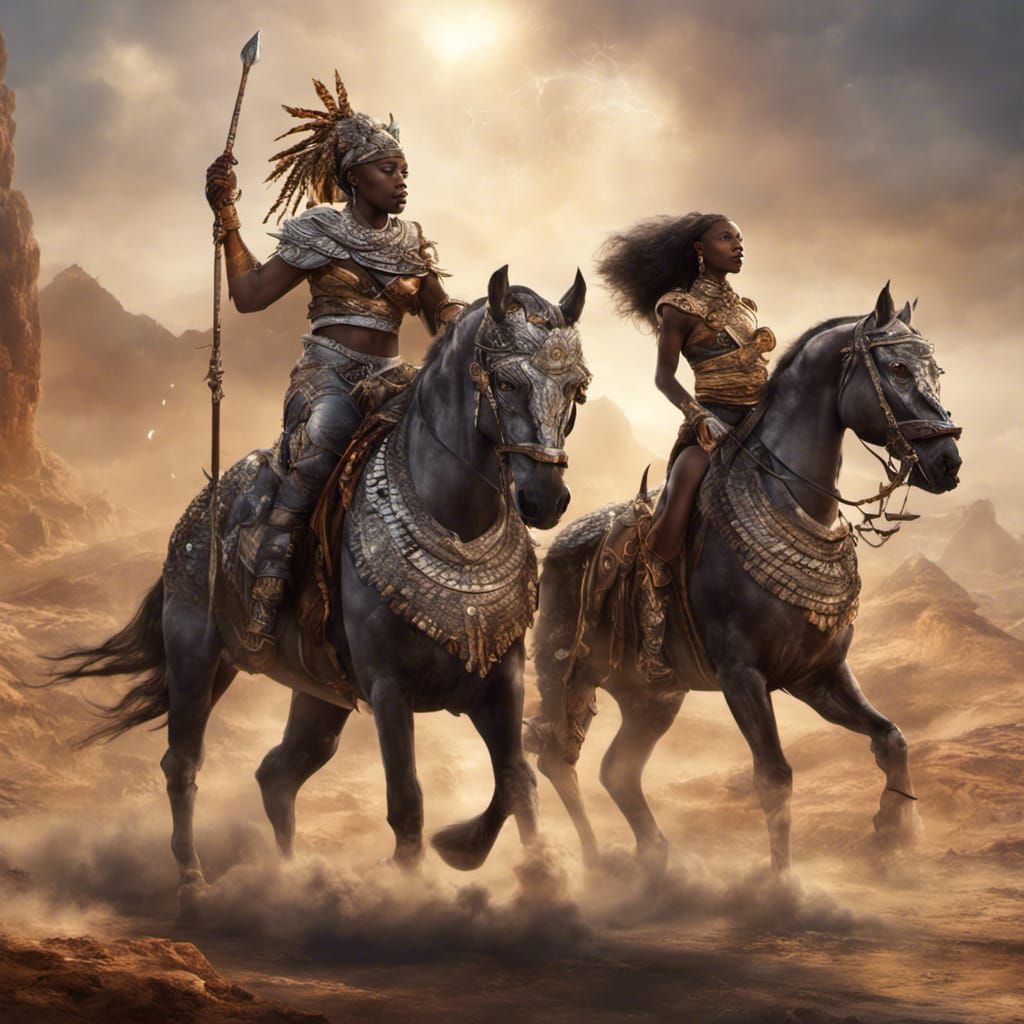 African Royalty on Silver Arabian Horses