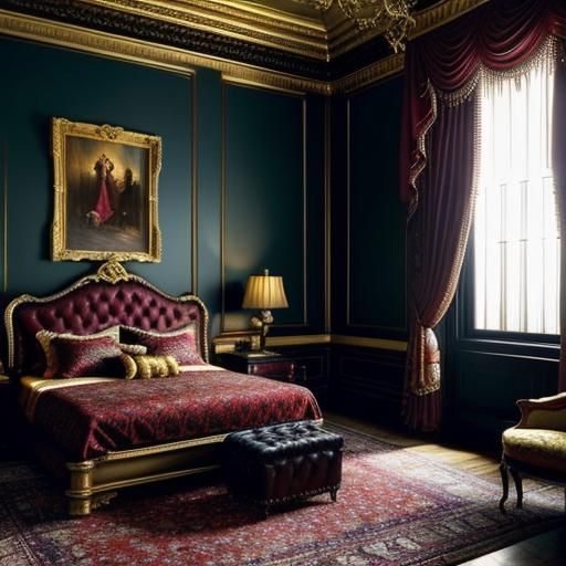 Woman in Dimly Lit Bedroom, Impasto Oil Painting