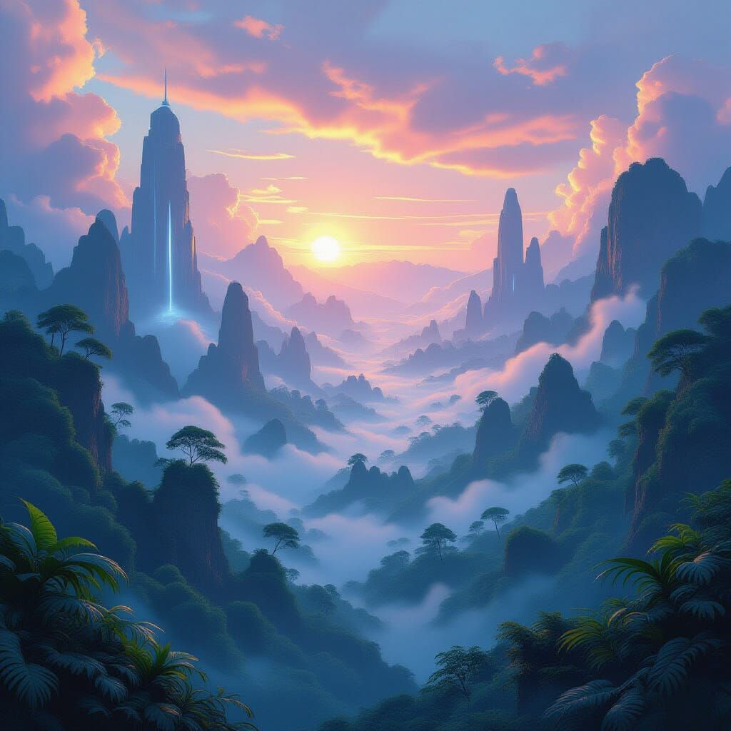 Mystical Landscape Inspired by Sci-Fi Masters