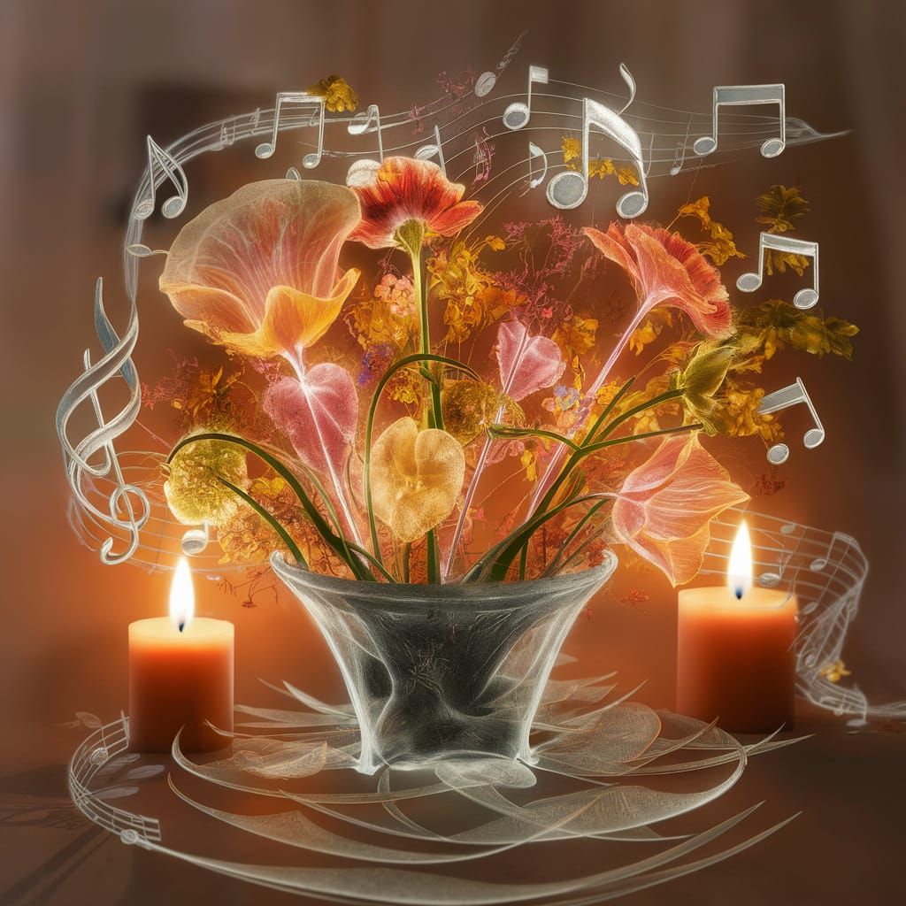 Ethereal X-Ray: Floral Arrangement with Music and Candleligh...