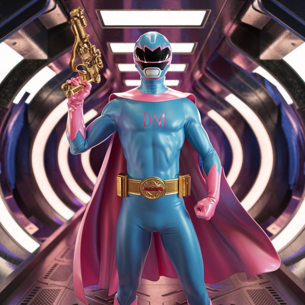 Cyberpunk-Style Superhero in Futuristic Space Helm