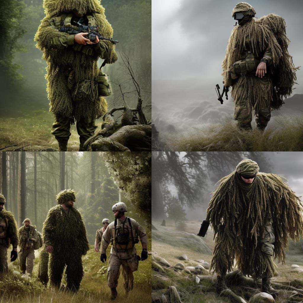 Ghillie Suit Soldier Meets God: Digital Matte Painting