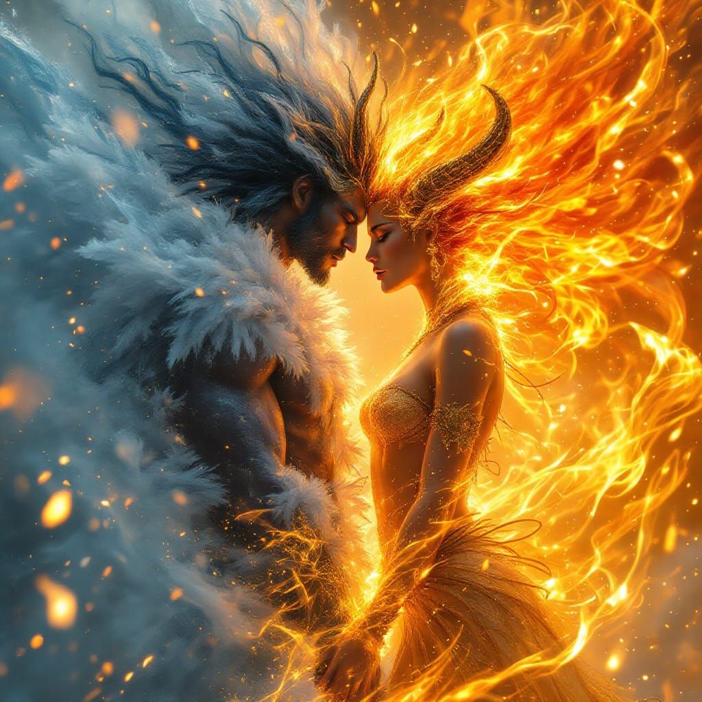 Elemental Romance: Fire Goddess and North Wind God