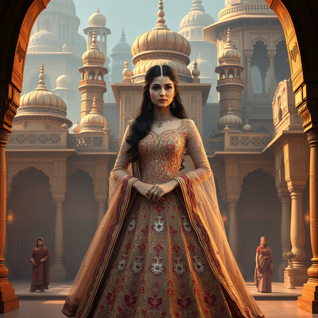 Aishwarya Rai in Opulent Gown, Fantasy Palace Backdrop