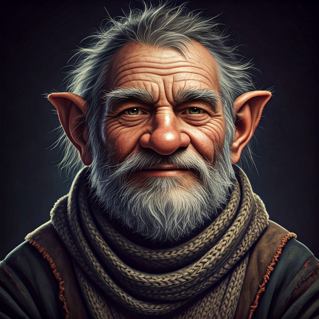 Grizzled Gnome Mendicant with Knit Scarf