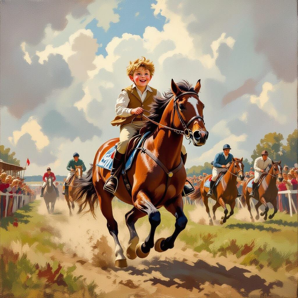 Boy Rides Horse in Historic Kiplingcotes Derby Race