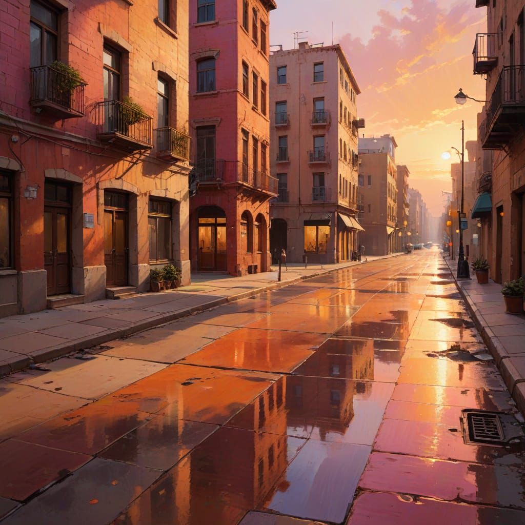 Bnei Brak Cityscape at Sunset in Oil Painting Style