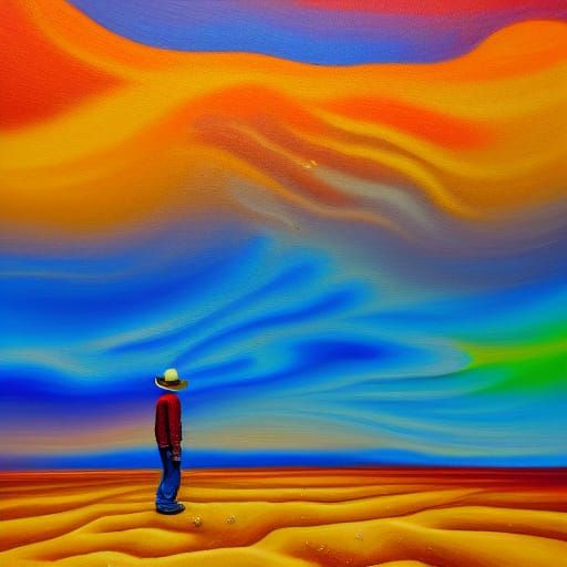 Surreal Desert Figure in Oil Painting Style