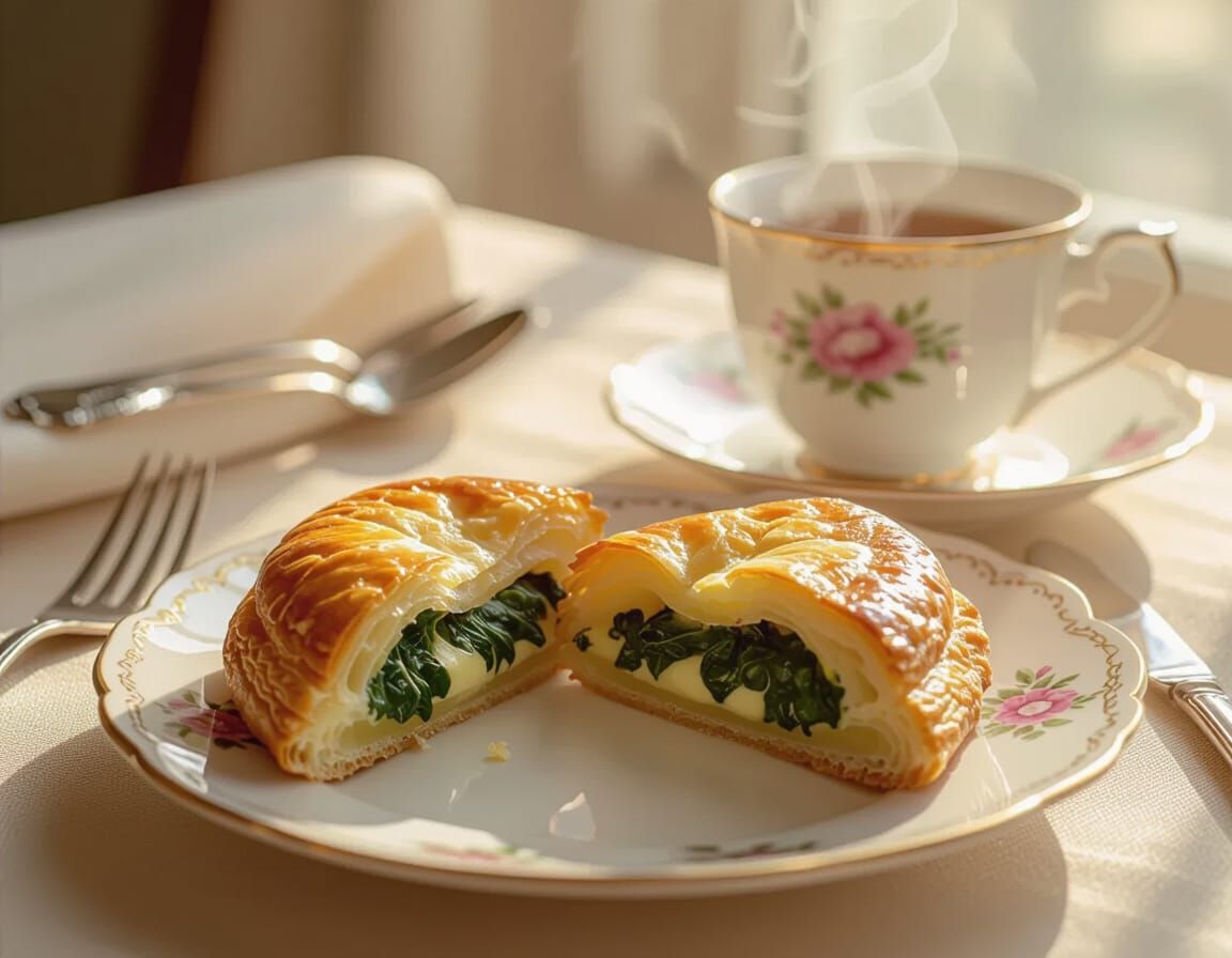 Flaky Pastry with Creamy Filling in Warm Morning Light