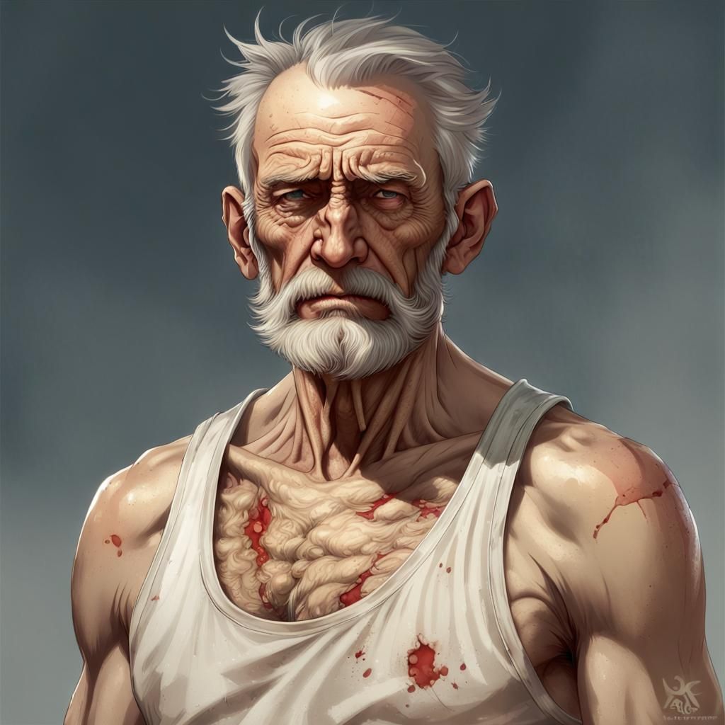 Weathered Marine Portrait in Hyperrealistic Style