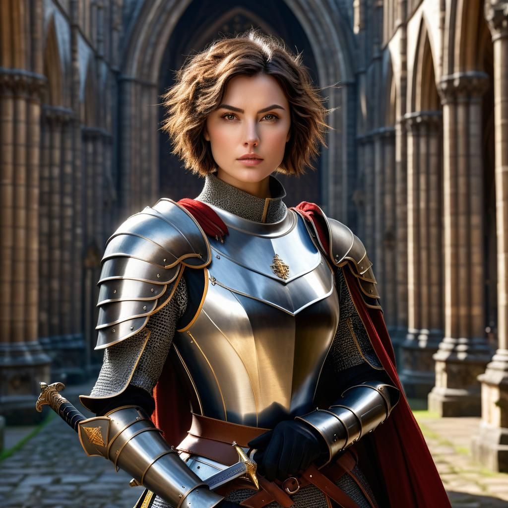 Medieval Woman Warrior Portrait in Ultra-Realistic Style