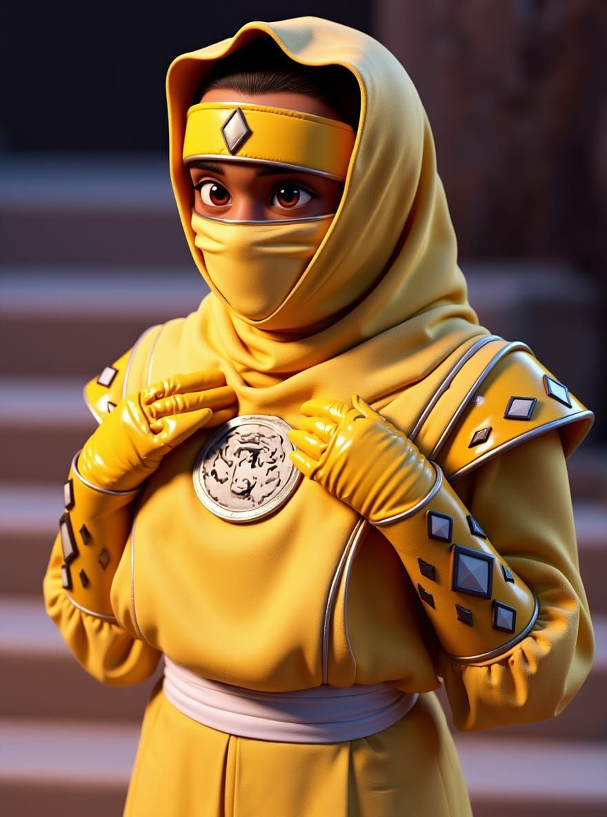 Yellow Ninjetti Aisha in Disney Pixar 3D Style