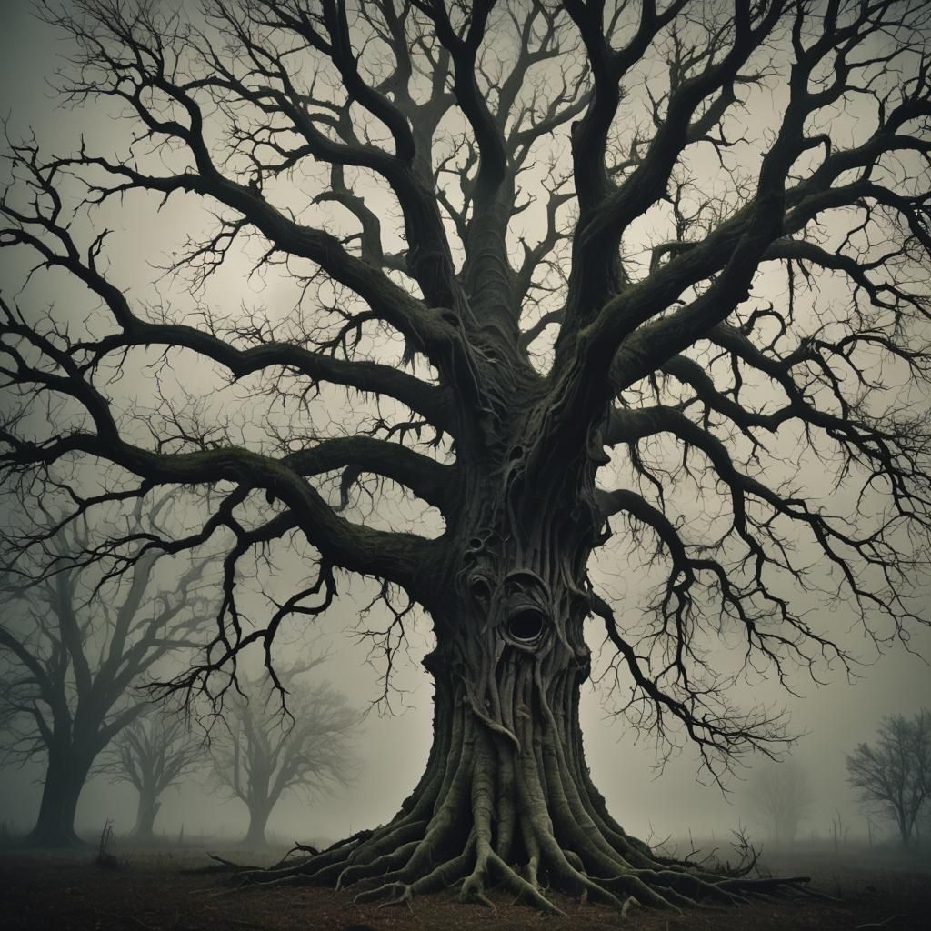 Eerie Cursed Tree Moving at Night