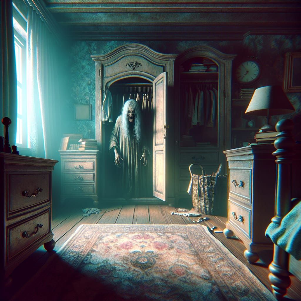 Elderly Entity Lurks in Shadows of a Child's Bedroom