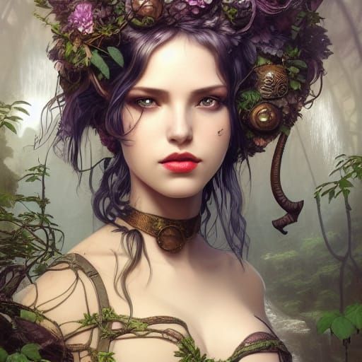 Steampunk Jungle Princess Portrait in 8K