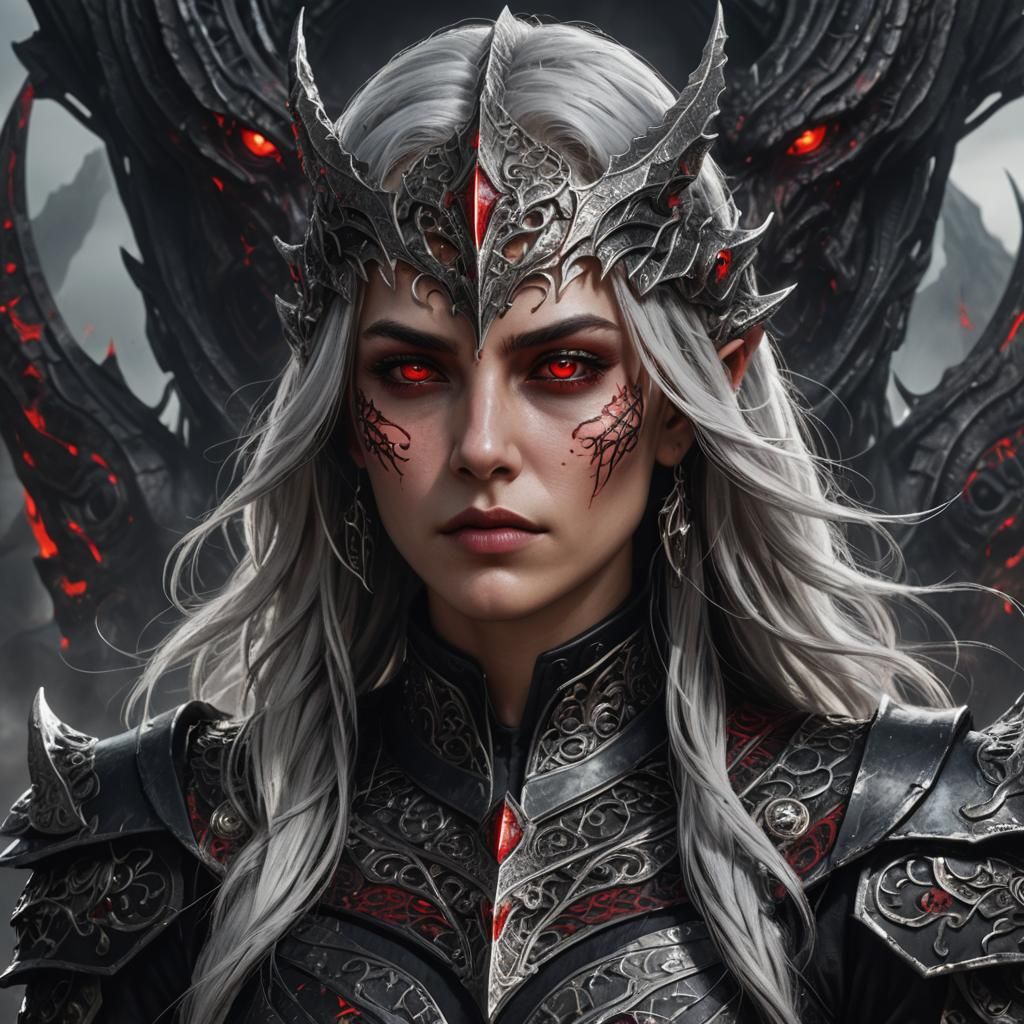 Dark Fantasy Woman in Draconic Armor