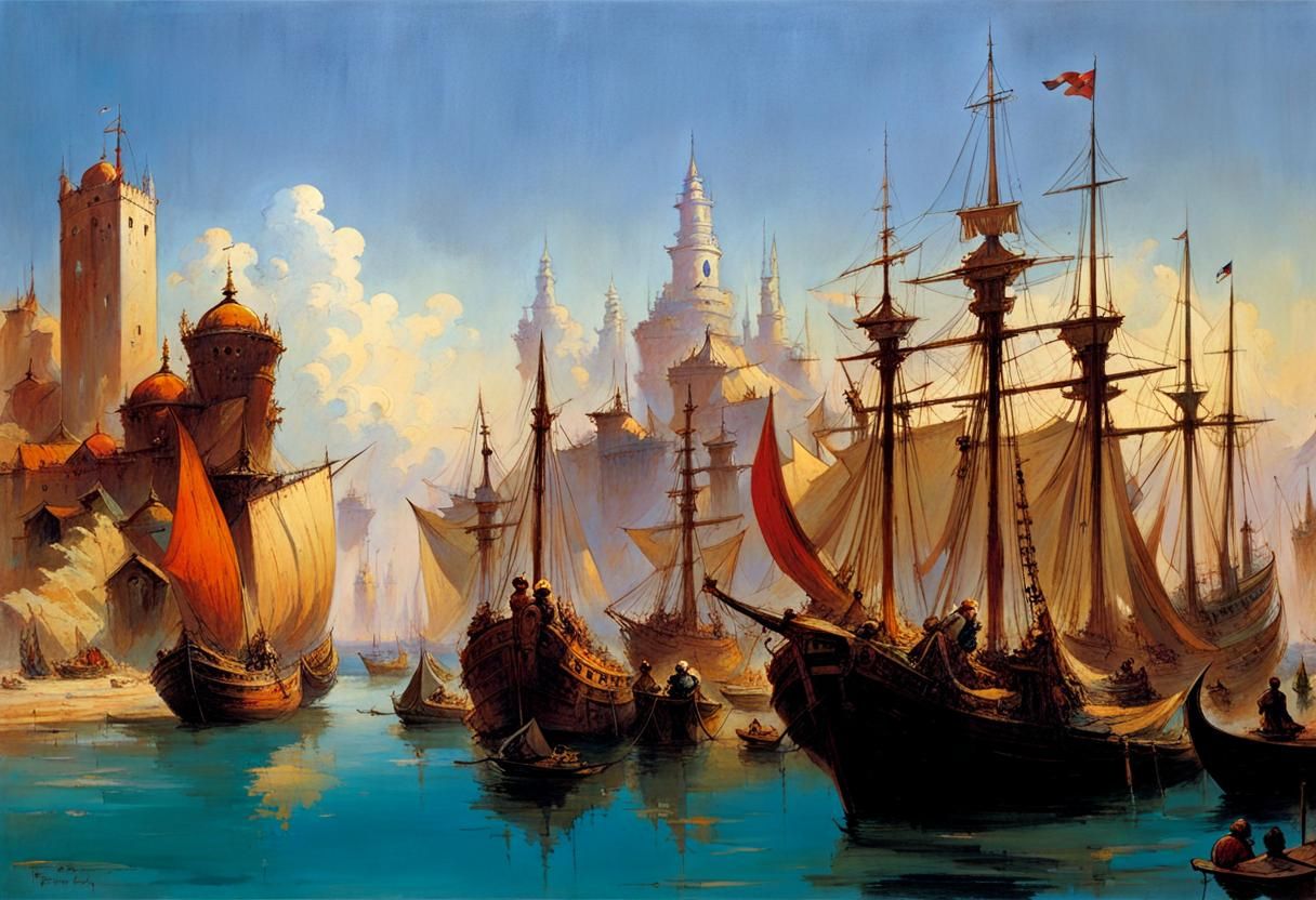 Fantasy Port City with Mediterranean Flair