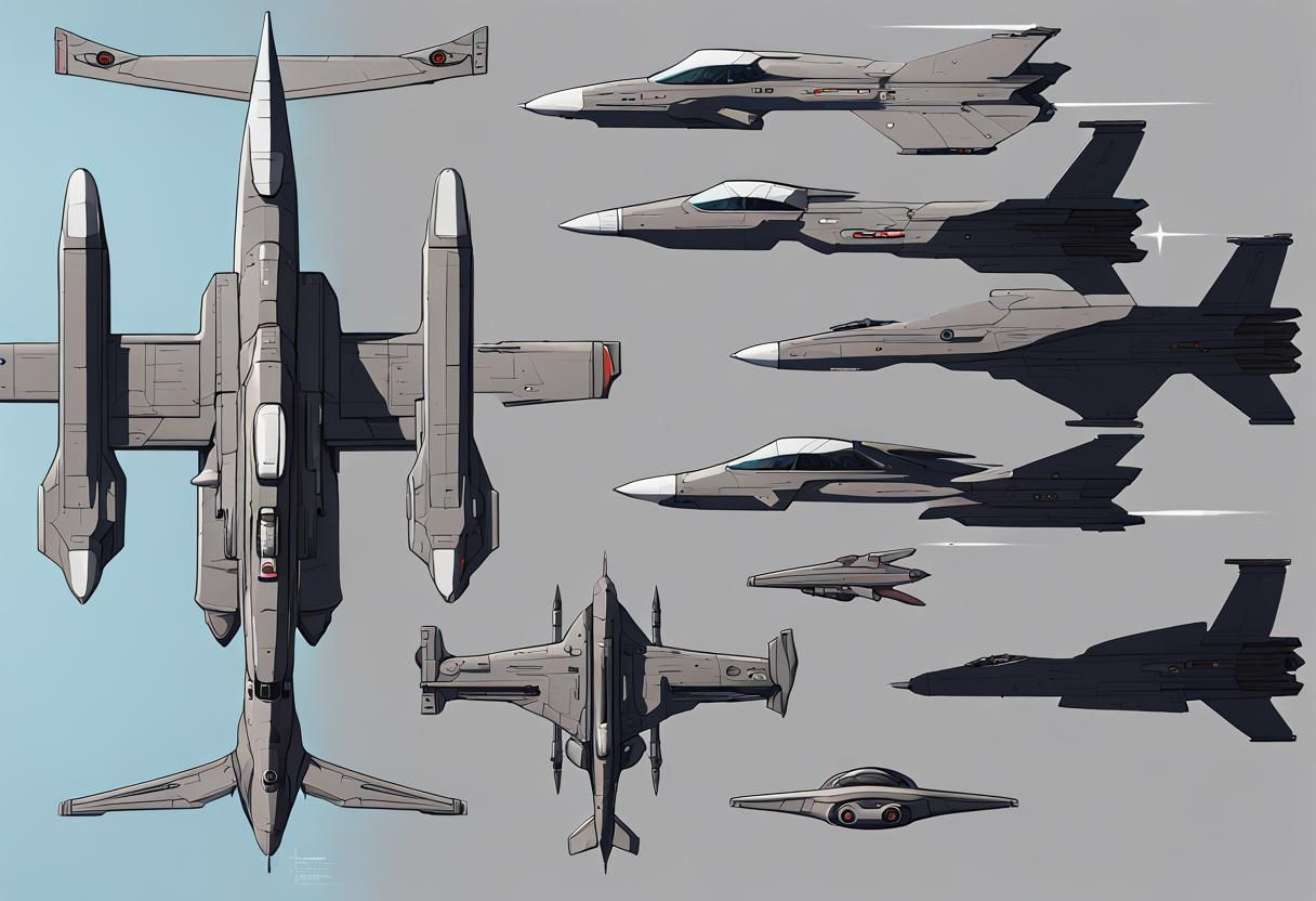 2D Sci-Fi Fighter Jet Game Asset in Anime Style