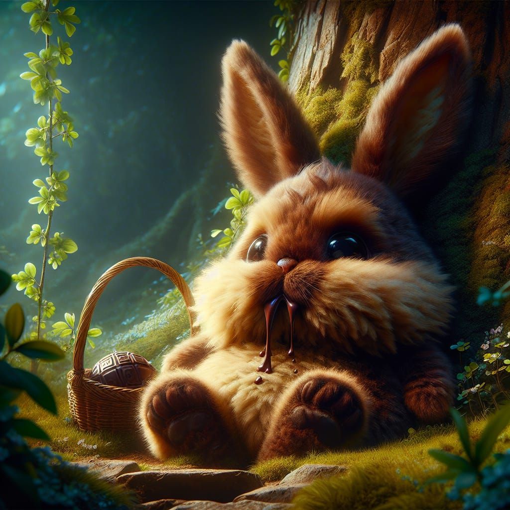 Fluffy Bunny Overdoses on Chocolate: Fantasy Concept Art