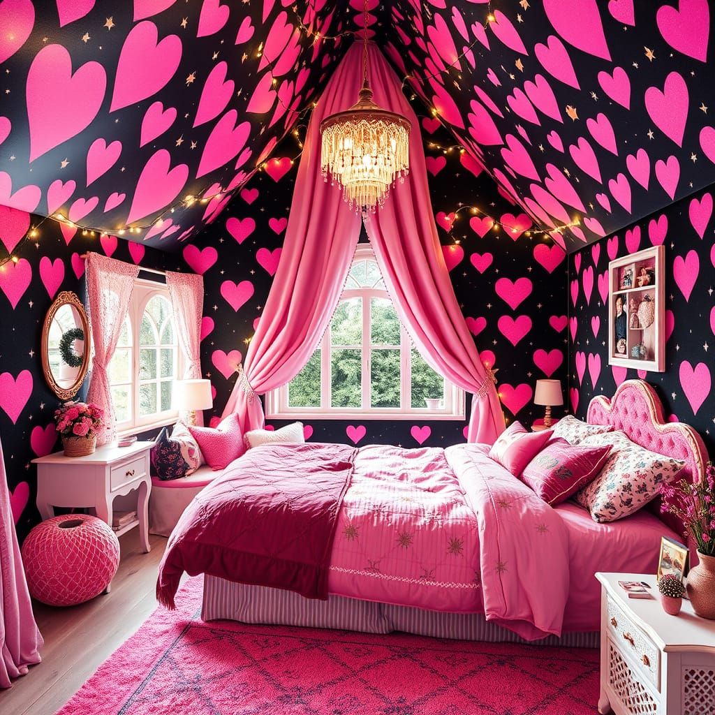 Surreal Pink and Black Castle Bedroom in Whimsical Scottish ...