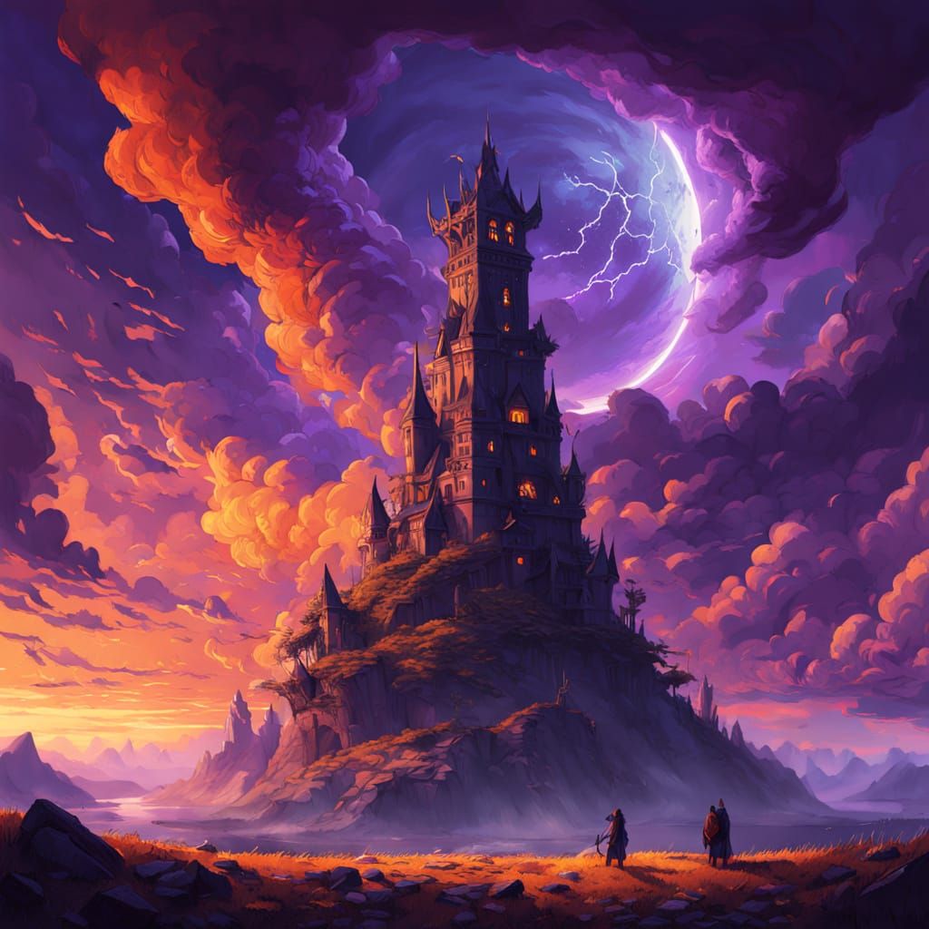 Magical Portal Ritual in Fantasy World with Wyverns