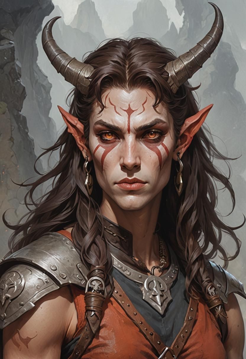 Androgynous Tiefling Barbarian
