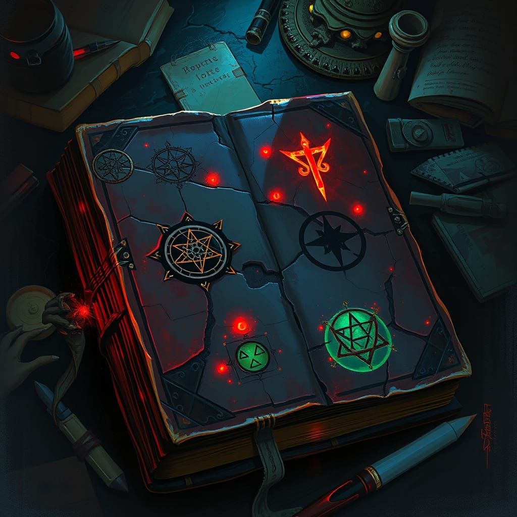 Cosmic Horror Tome in Dark, Moody Style