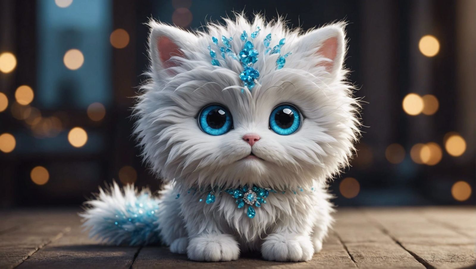 Adorable Fluffy Creature with Expressive Blue Eyes