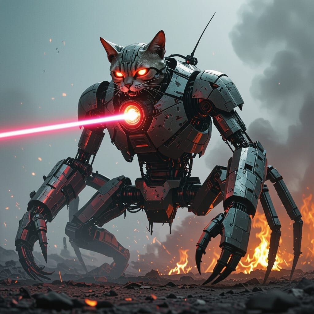 Damaged Robot Hybrid Creature in Biomechanical Style