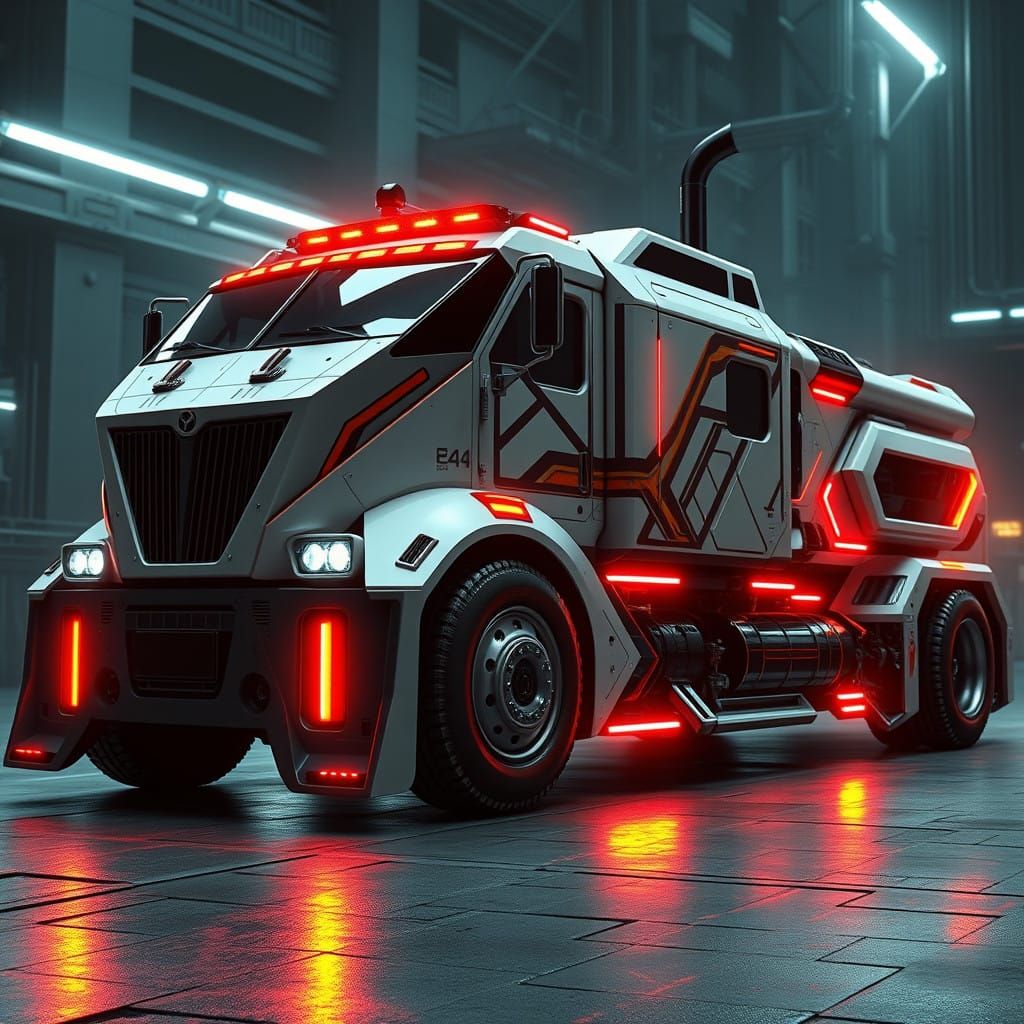 Futuristic Cyberpunk Speedster with Angular Design and Neon...
