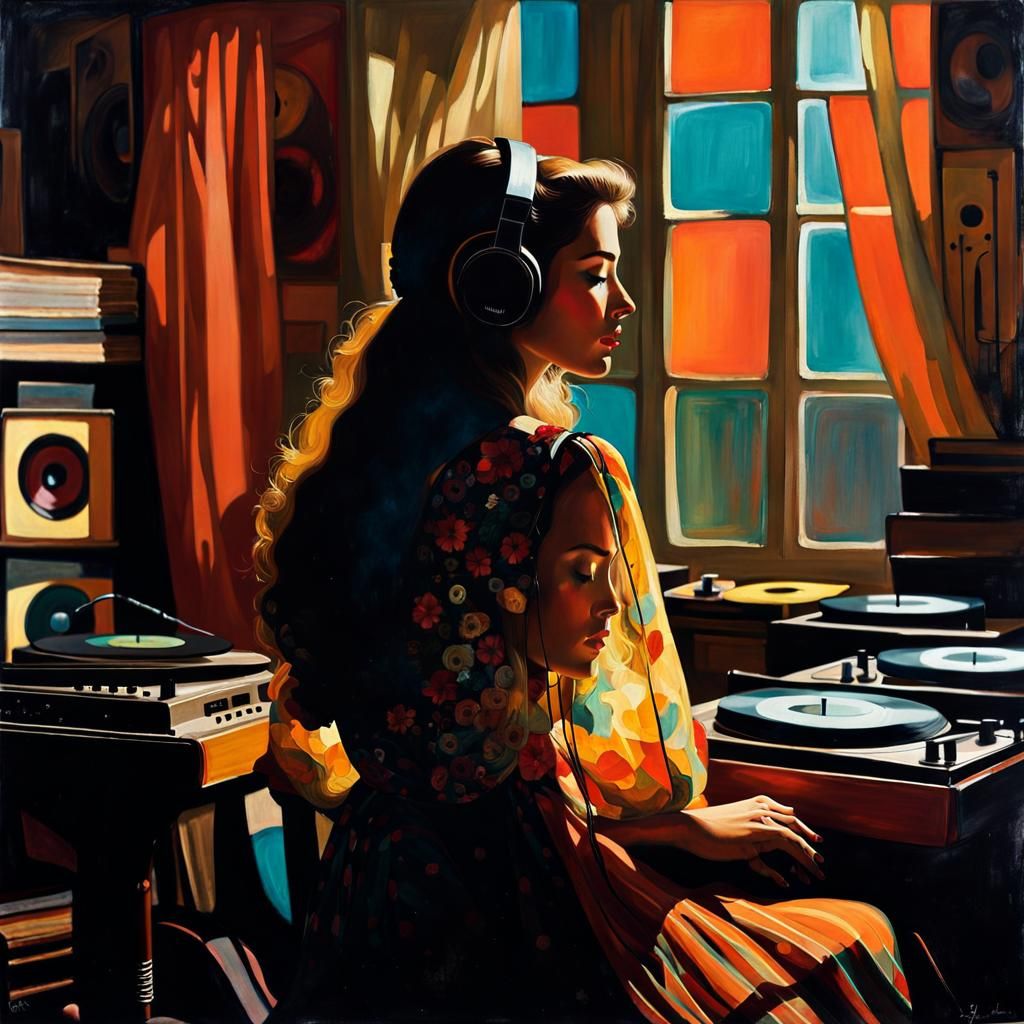 Woman Listening to Janis Joplin, Balthus Style