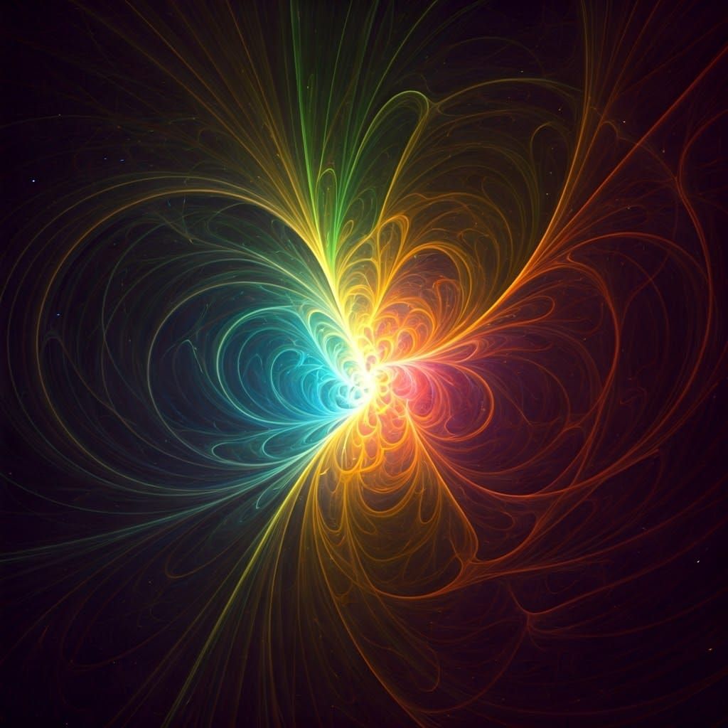 Kaleidoscopic Aurora Borealis in Abstract Digital Art