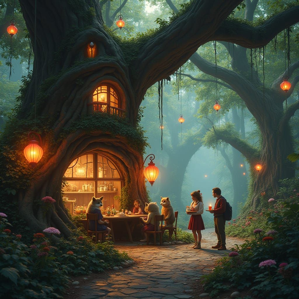 Enchanted Forest Café Run by Mystical Creatures