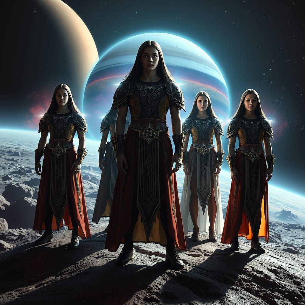 Cosmic Adepts Embark on Their Mission in a Futuristic, Photo...