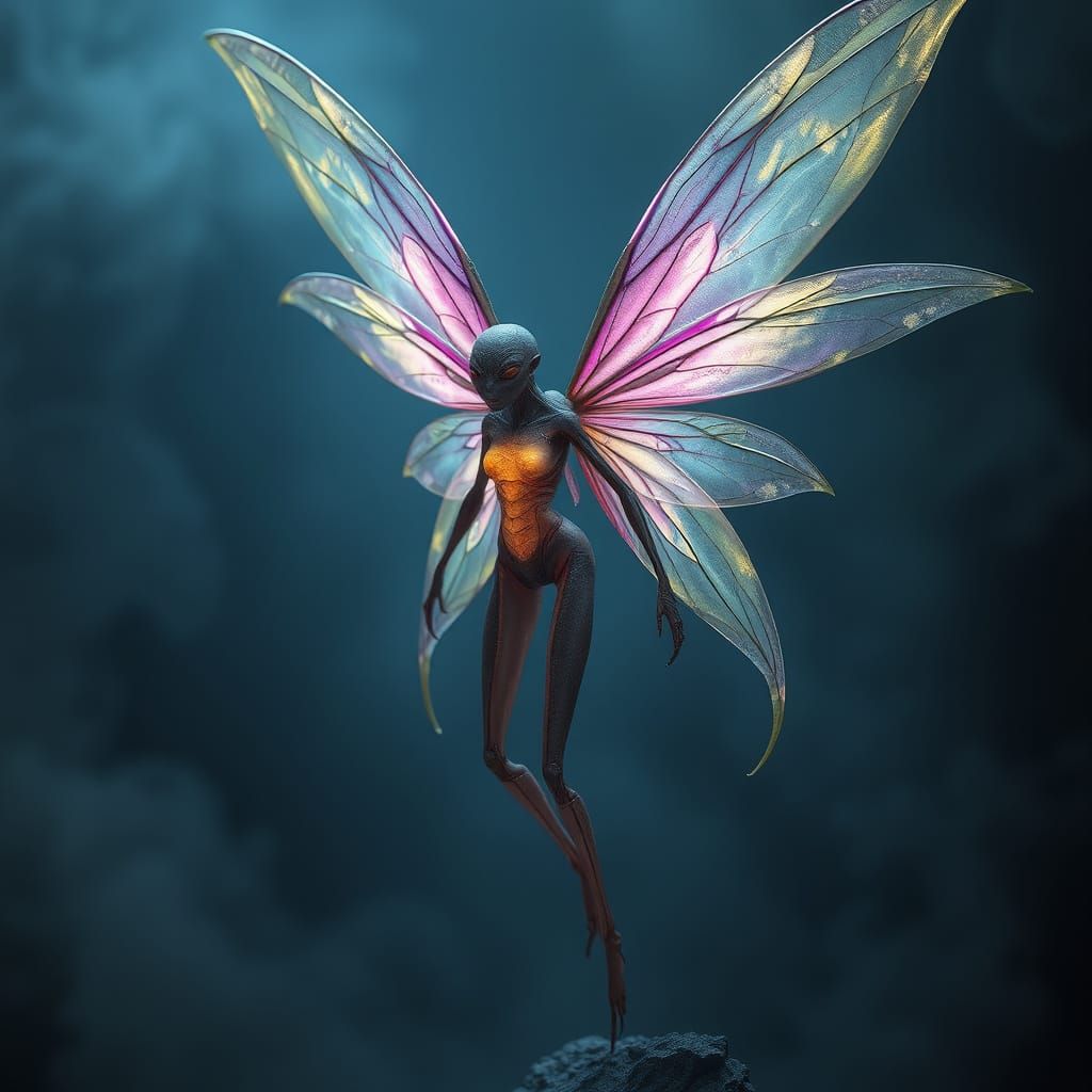 Ethereal Insectoid Fairy in Dark Fantasy Realm