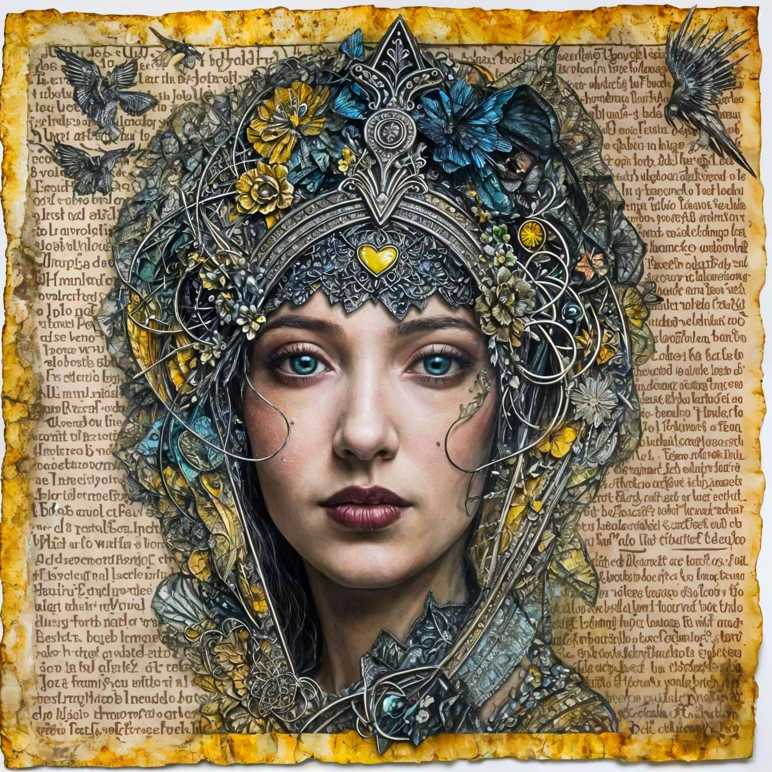 Gothic Luminous Mixed Media Collage Art