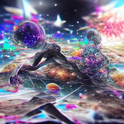 Cosmic End: Holographic Astral Illustration