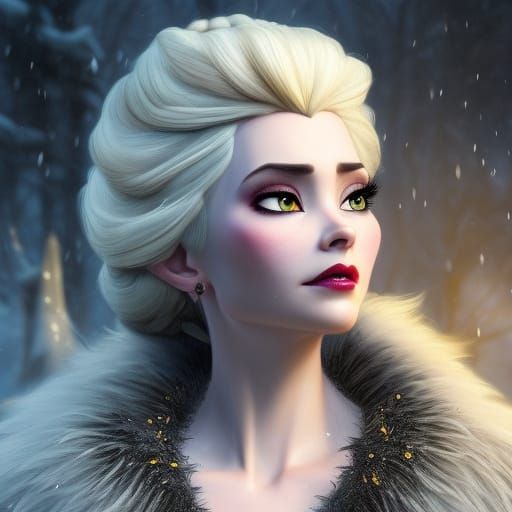 Sinister Ice Queen Portrait in Art Nouveau Style