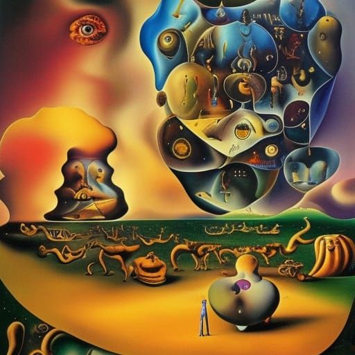 Surreal Discworld Landscape in Salvador Dali Style