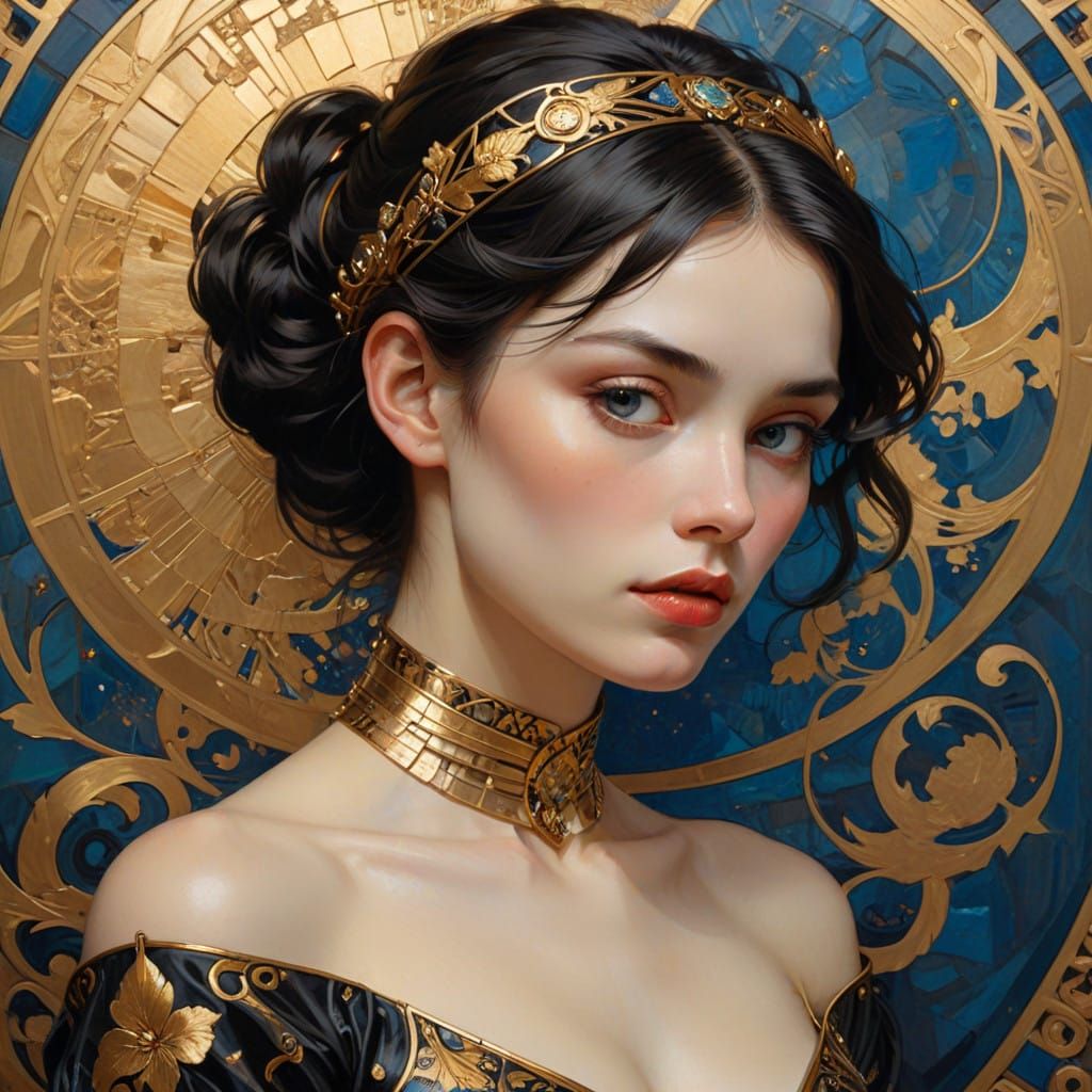 Elegant Woman in Geometric Stripes