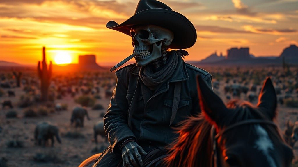 Rugged Desert Cowboy in Black Book of Horrors Aesthetic