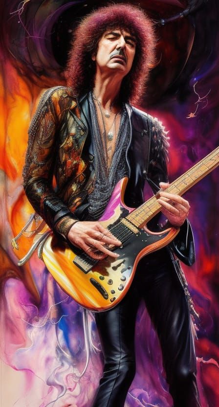 Ritchie Blackmore Portrait in a Rich Fantasy Art Style
