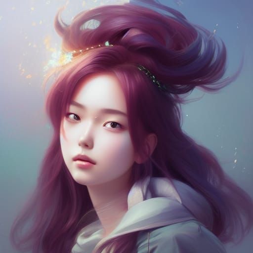Imugi Korean Princess Portrait in Art Nouveau Style