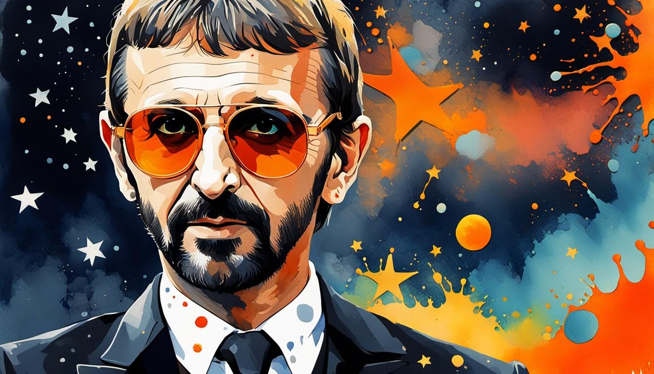 Ringo Starr in London, Pop Art Watercolor