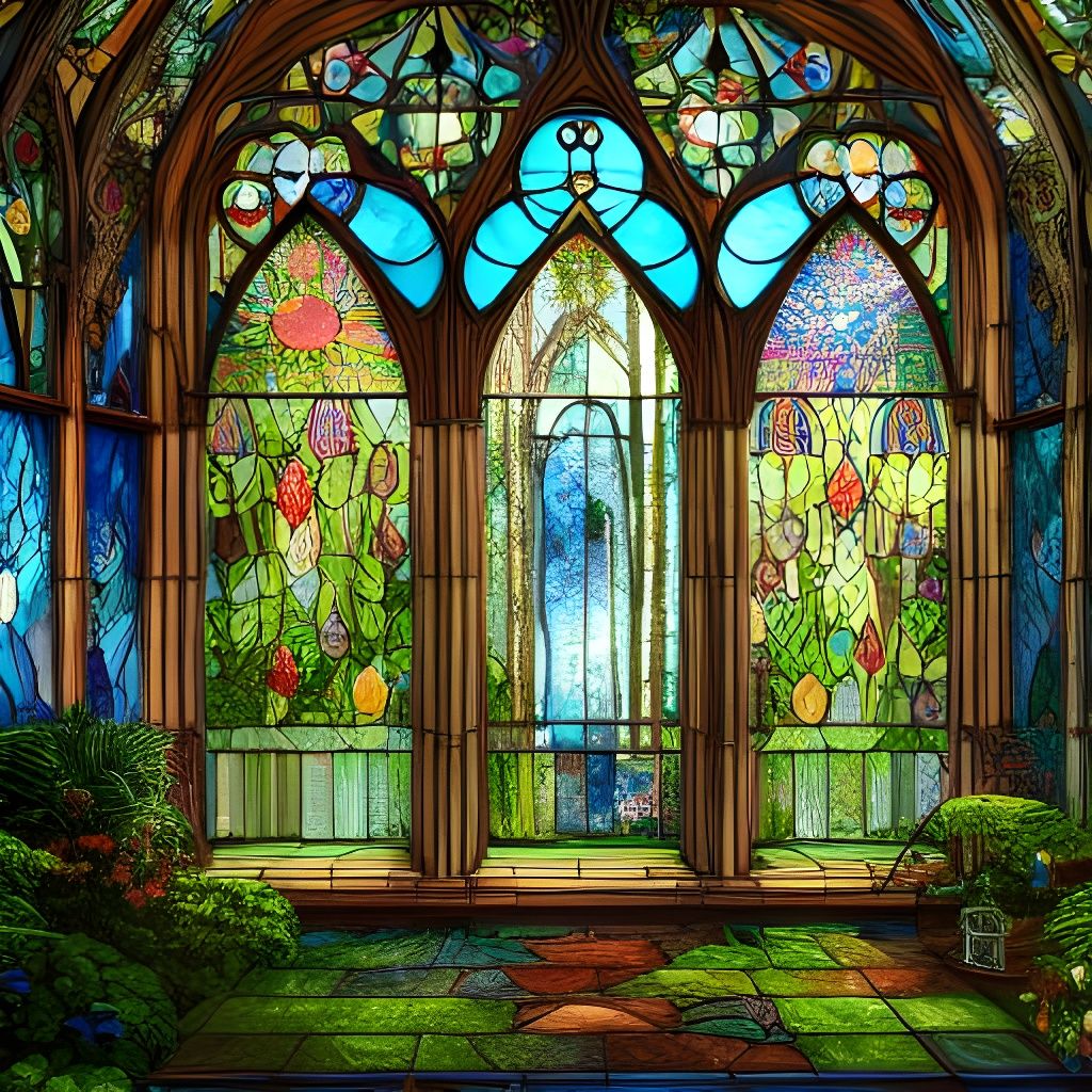 Bohemian Winter Garden with Stained Glass Window