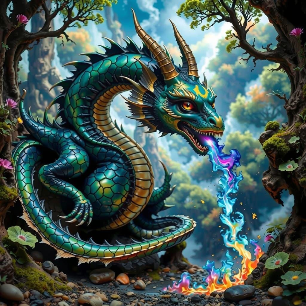 Epic Dragon Unleashes Fiery Chaos in Dark Fantasy Landscape