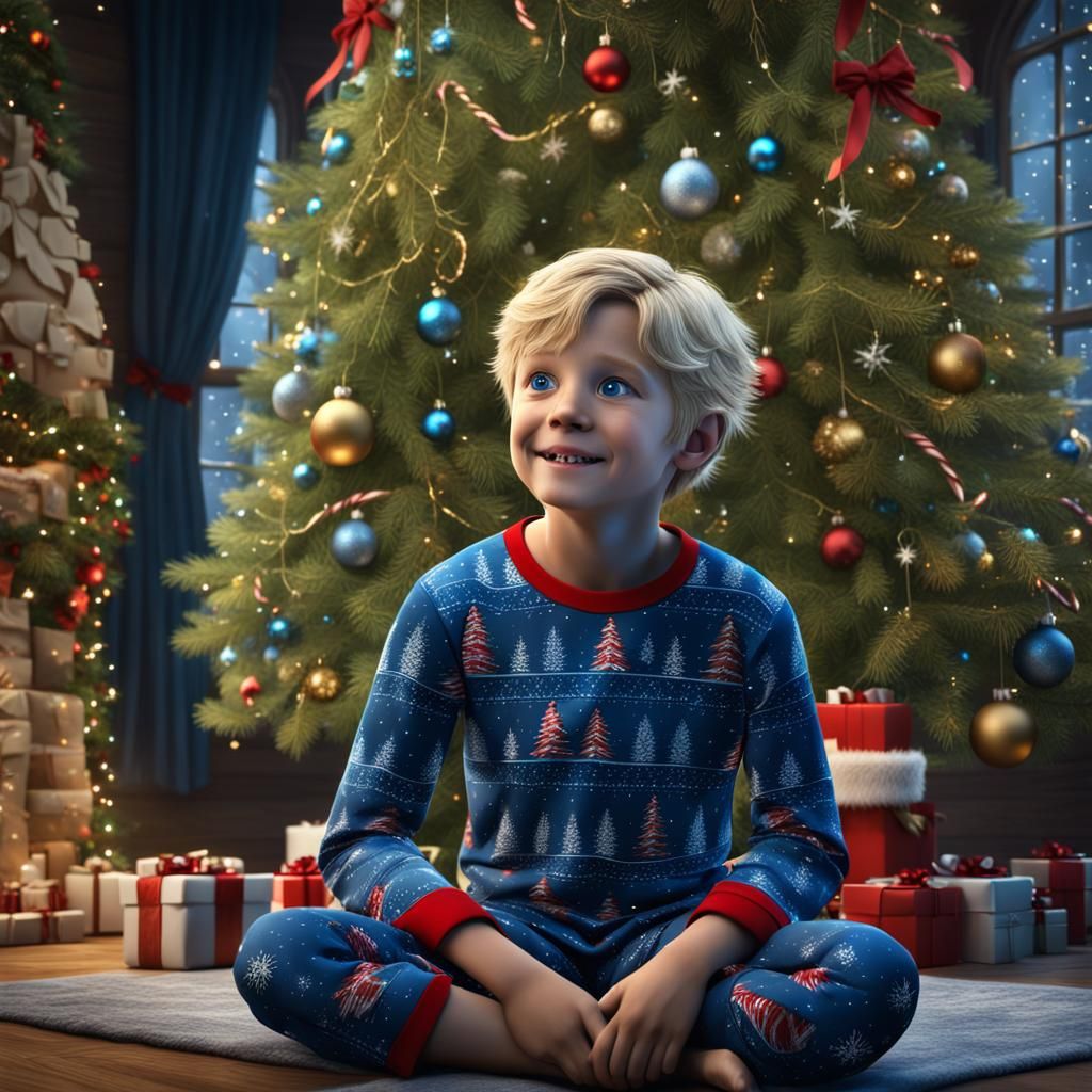 Excited Boy on Christmas Eve: Matte Painting